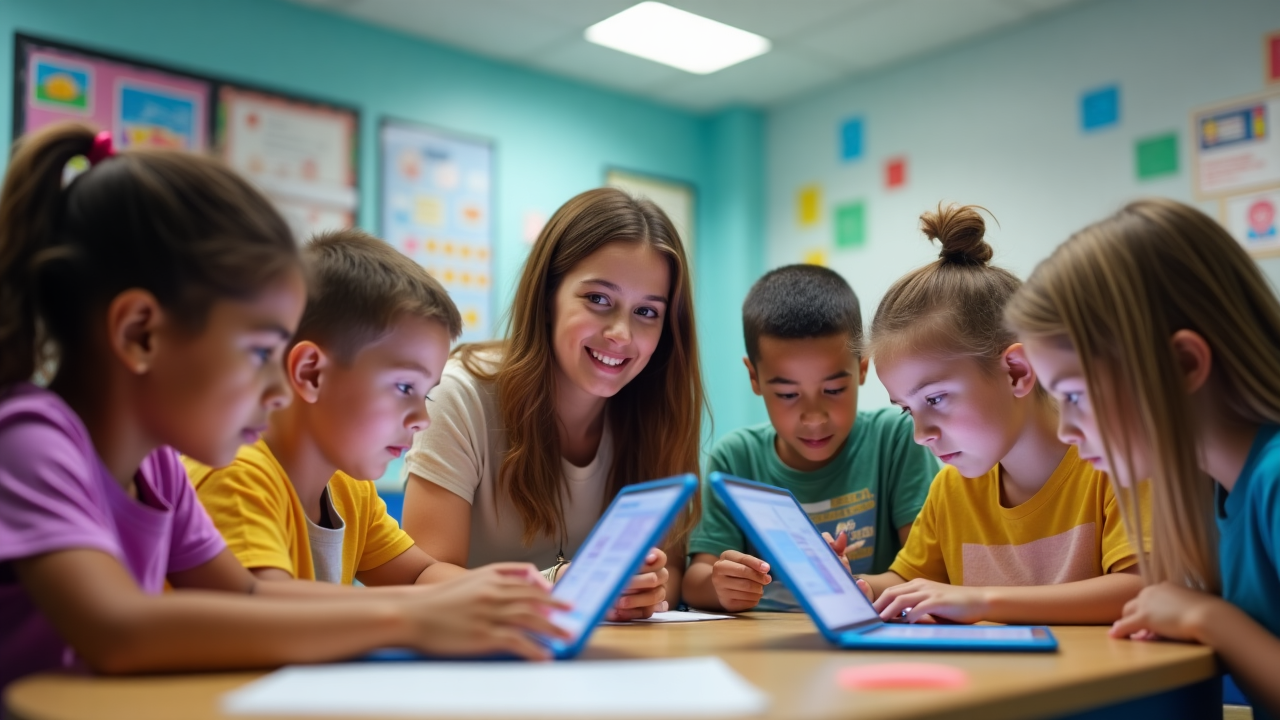 Bambini che imparano l'uso responsabile della tecnologia